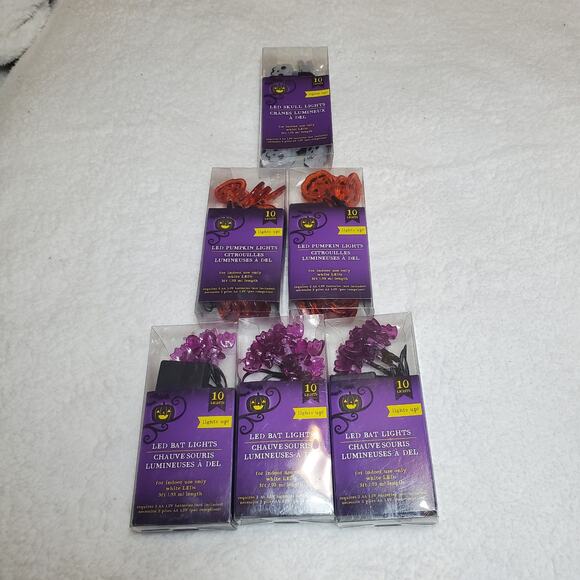 Halloween String Light Bundle Pumpkins Bats Skulls LED NEW Lighting Decor - Picture 3 of 12